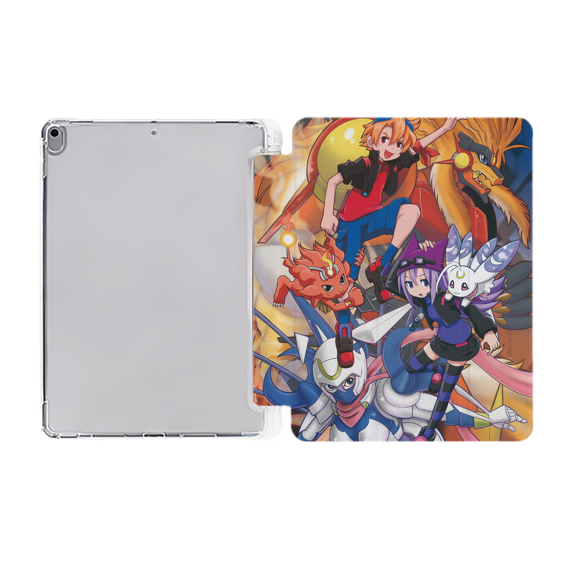（画像用） Digimon デジタルモンスター/デジモン IPad ケース ペン収納付き 三つ折りスタンド PUレザー×シリコン 対応機種9.5/10.5/10.9インチ